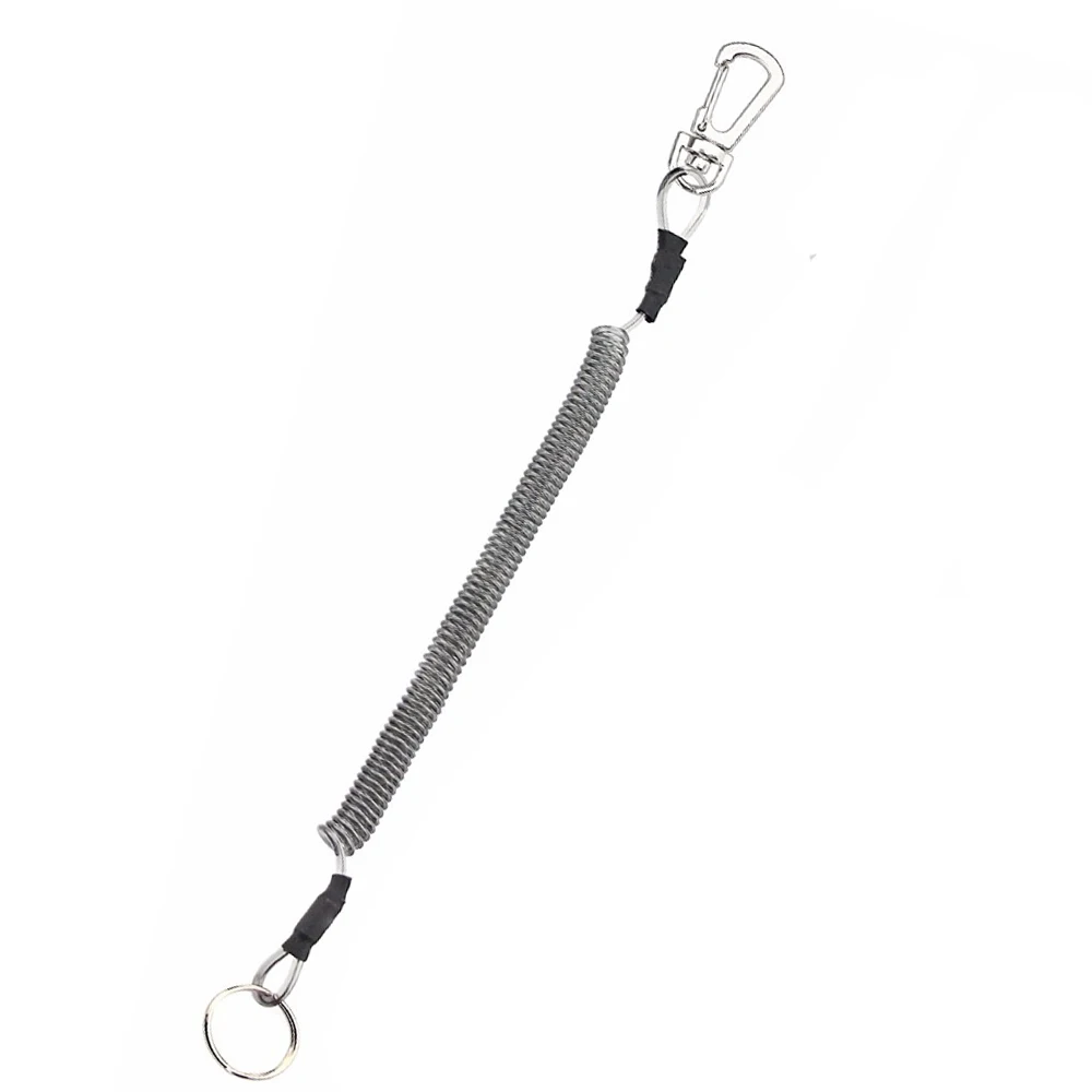 Retractable Coiled Fishing Lanyard Safety Rope Fishing Rod Anti-lost Strap  with S Shape Buckle Fishing Tackle