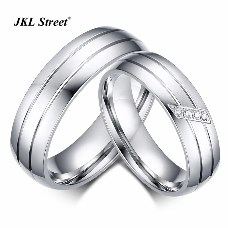 Свадебные любовника Кольца 6 мм Нержавеющая сталь Женский Мужской Promise Ring