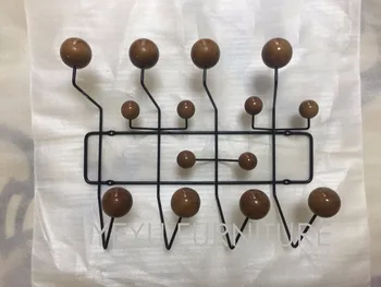 

Modern Design fashion popular Walnut color wood Ball Black Steel Wire hanger rack Coat Rack Hook Coat hangers Ball coat hanger