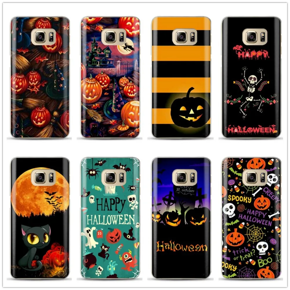 

Pumpkin Halloween Bat soft Case For Samsung Galaxy S6 S7 Edge S8 9 Plus J3 J5 J7 A5 2017 J4 J6 A6 A8 Plus 2018 Note 8 9 Cover