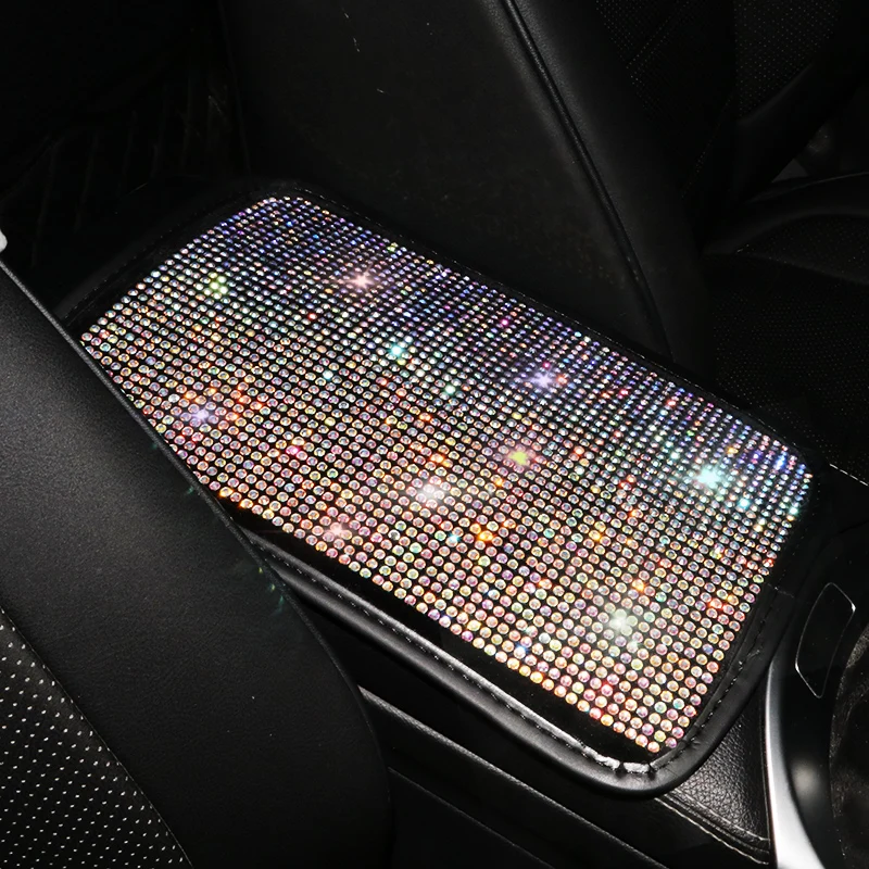 

Luxury Rhinestone Diamond Car Armrest Pad Cover for Armrests Center Console Car Armrest Cushion Universal Size Box Covers Women