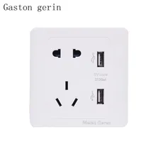 2.1A Dual USB Wall Socket Charger for Mobile phone AC/DC Power Adapter Plug Outlet Panel Switch 5 hole Socket 10A 86MM*86MM jtron dc power outlet switch socket black 10 pcs