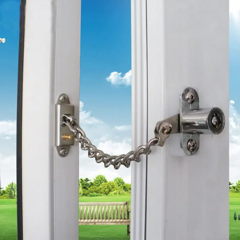 

2 Sets Lockable Window Security Chain Lock Door Restrictor Child Safety Stainless Key