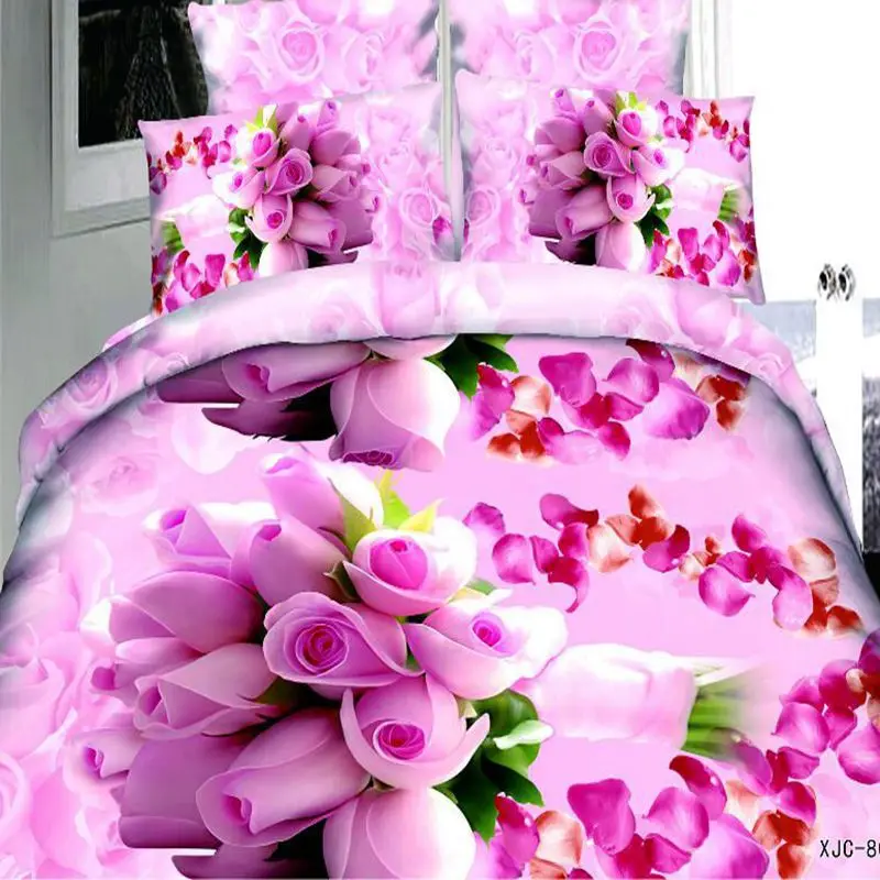 

3D Bedding sets Rose gift Petals Duvet cover Queen 3d large printing quilt cover/bed sheet/pillow cases Home Textile Bedlinen