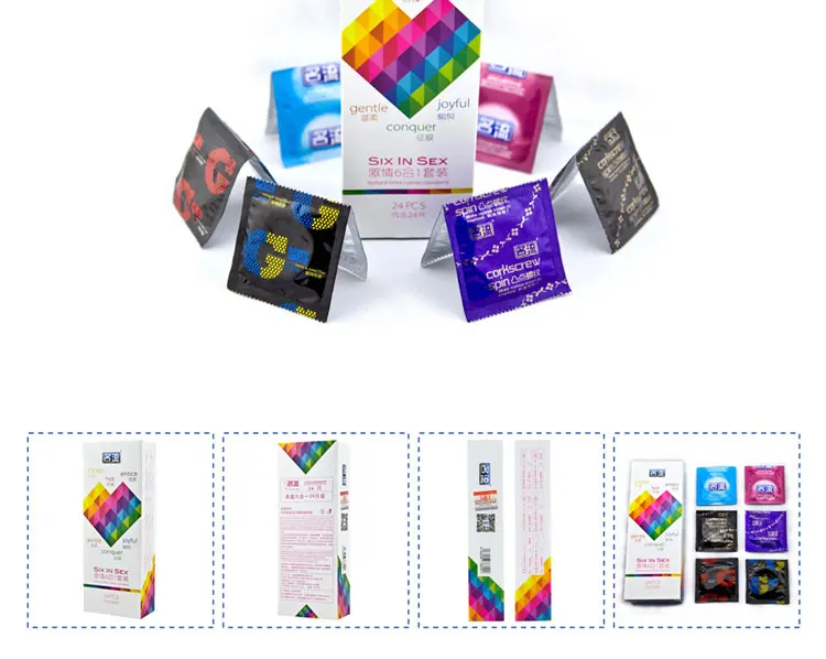 Six In Sex 24 Pieces/Box Amazing Condoms Value Smooth Ribbed Corkscrew Condoms Horny Men Women Adult Contraception 4 Six In Sex 24 Pieces/Box Amazing Condoms Value Smooth Ribbed Corkscrew Condoms Horny Men Women Adult Contraception 4