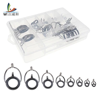 

40pcs 8 Sizes Fishing Rod Guides Kit Ceramics Stainless Steel Fishing Rod Line Top Eye Ring Circle Repair Tool Set Tackle Box