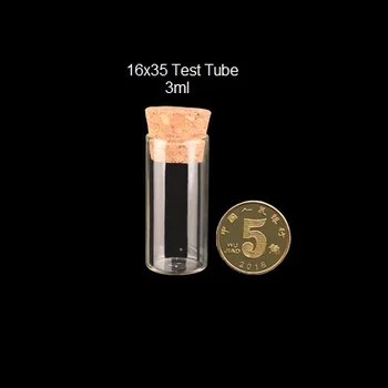 

100pcs 3ml 16x35mm Small Clear Glass Tube Vial Pendant With Cork For Wedding Holiday Decoration Christmas Gifts