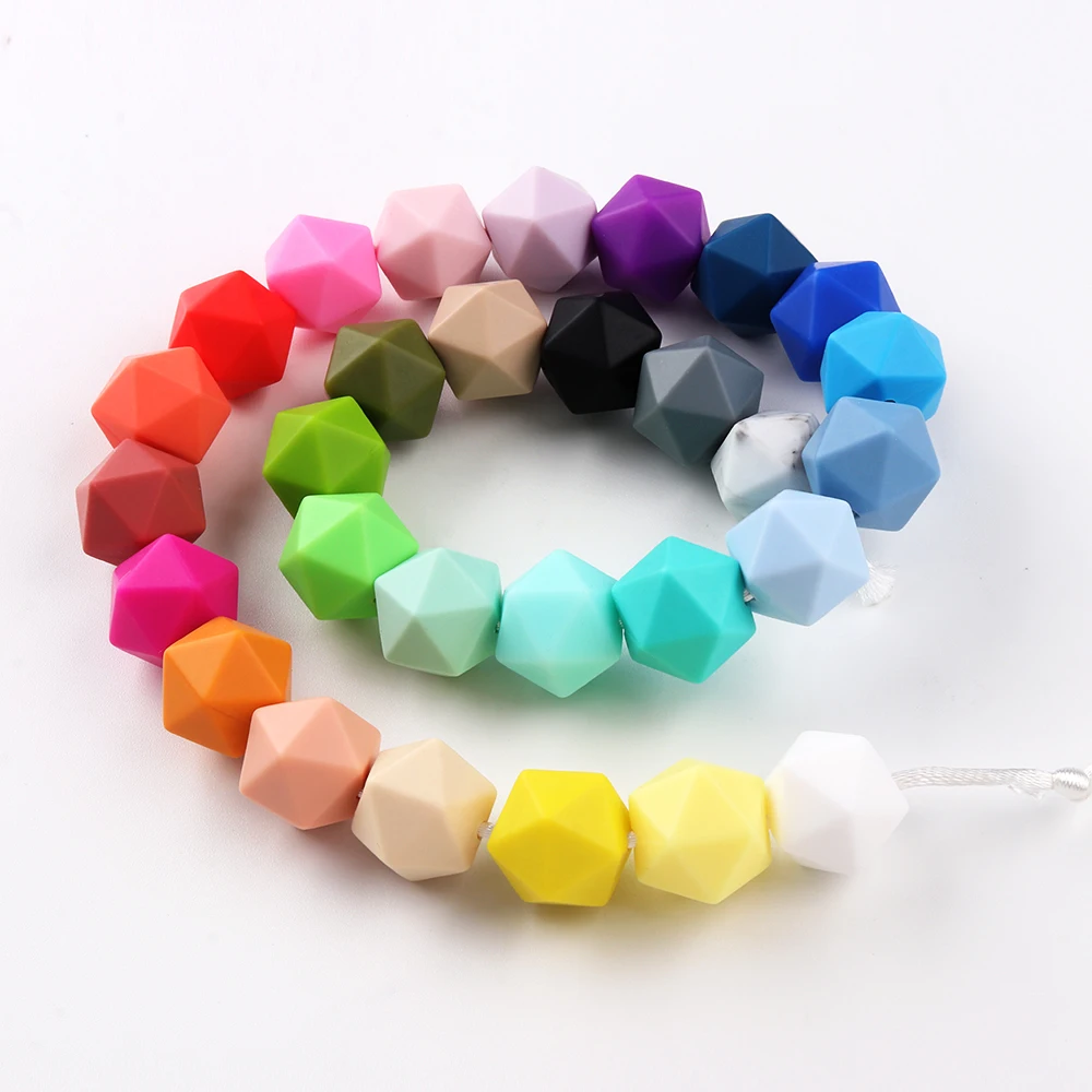 Cube Silicone Teething Beads DIY Baby Chew Necklace Teether Making Sensory Toys