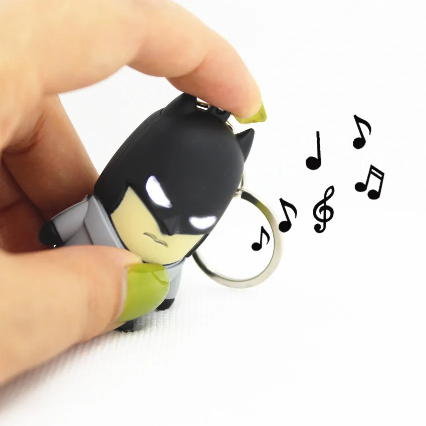 

Newest Superheroes Batman Action Figure Anime LED Light Sound Batman Doll Keychain Pendant Children Festival Gift