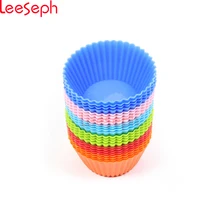 Круглые силиконовые торта Muffin чашки мыло формы пудинг желе формы(Цвет в случайном), 24 pack