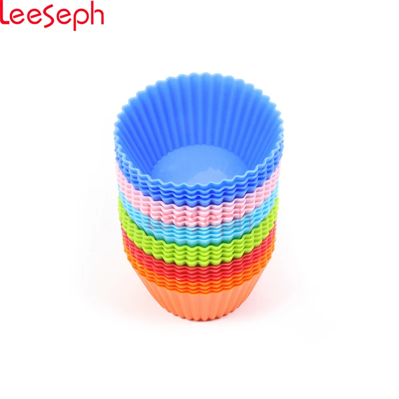 

Round Shaped Silicone Cake Mold Muffin Cups Soap Mold Pudding Jelly molds (Color in Random), 12pack