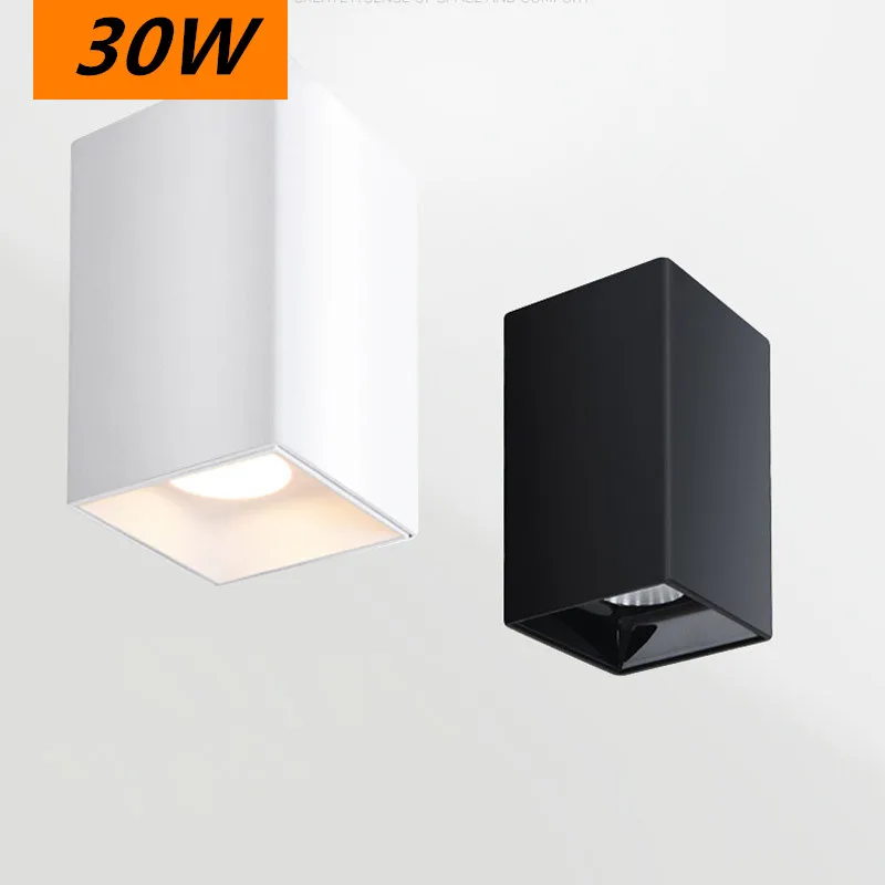 

Square Cob LED Ceiling Light Fixtures For Dining Room Lighting Bar Shop Restaurant 18W 24W 30W Surface Lamp Aluminum Lampshade