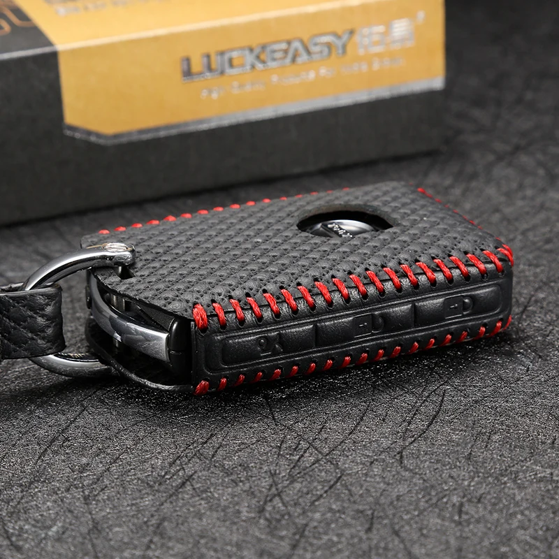 

luckeasy cover for VOLVO XC90 S90L 2016 2017 LEATHER HOLSTER car key bag Key Case XC60 2018 key3