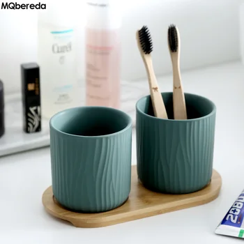 

New Nordic Simple Ceramic Toothbrush Cup Set Couple Parent-child Rinse Cup Mouthwash Cup Toothwash Jar Rinse Set Water Cup