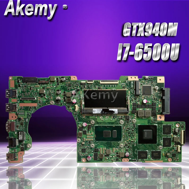 

Akemy K501UW/UX Laptop motherboard for ASUS K501UW K501UX K501UB K501U K501 Test original mainboard DDR4-8G RAM I7-6500U GTX940M