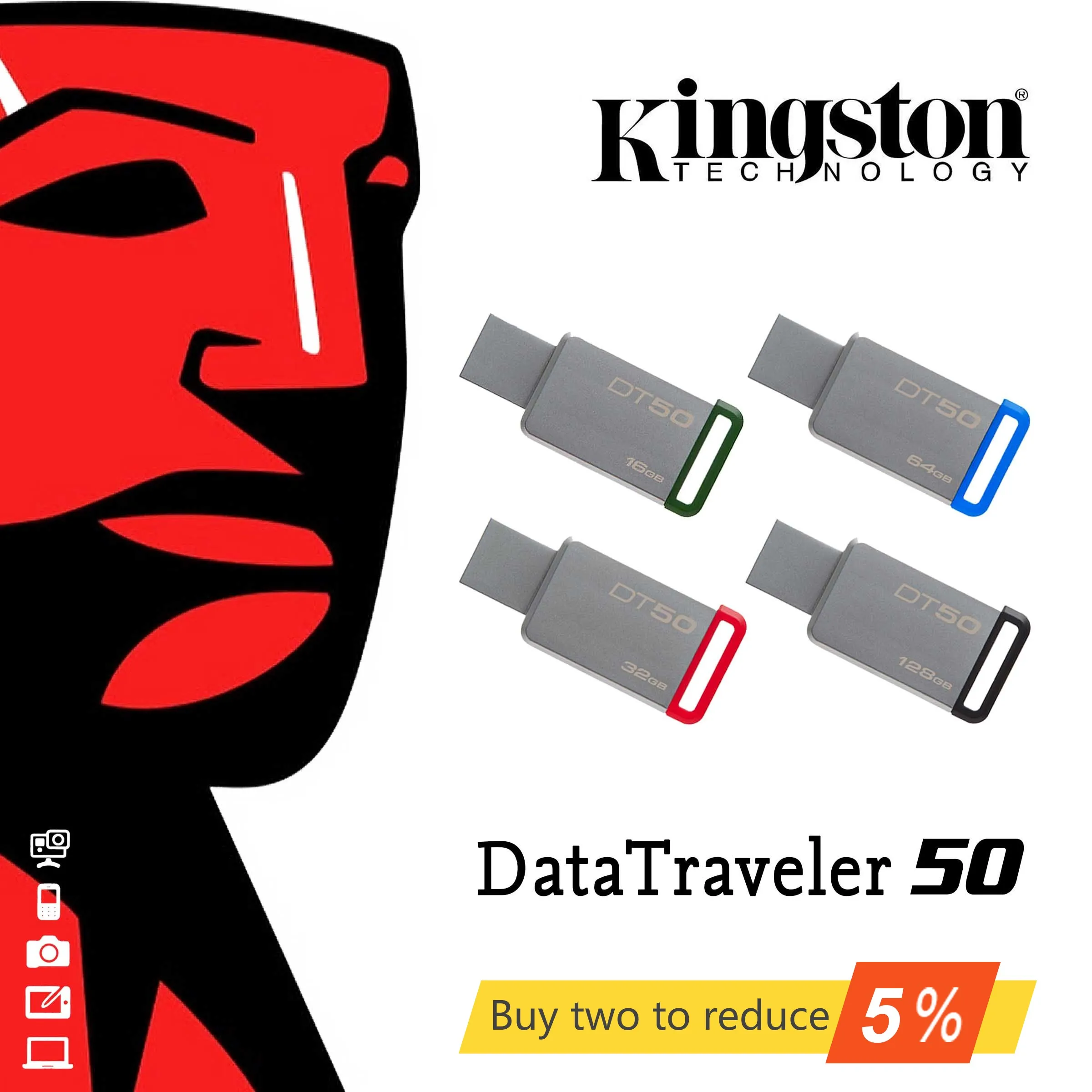 USB флеш накопитель Kingston DT50 из нержавеющей стали 16 3 1 ГБ|kingston usb|flash disk usbdisk usb |