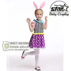Детские костюмы зайчика очаровательные милые платье для девочек для Хэллоуина вечерние кролика платье Косплэй Маскарад Костюмы