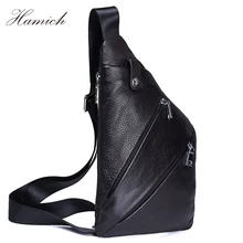 Hamich 2018 Fashion Genuine Leather Crossbody Bags Men Casual Messenger Bag Brand Designer Zipper Male Shoulder