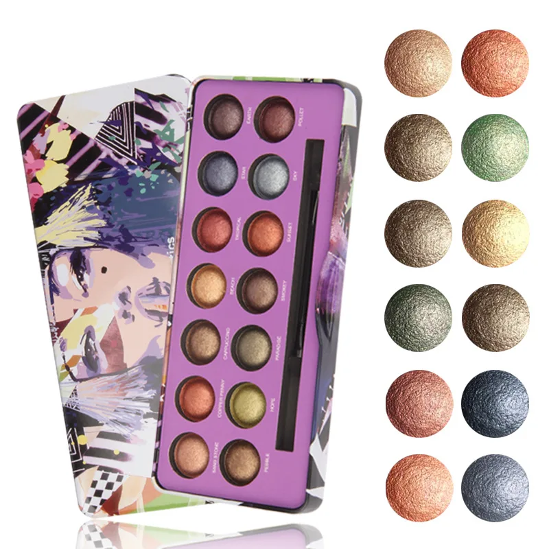 

Personality Graffiti 14 Color Natural Matte Eye Shadow Palette Shiny Shadow Powder Smokey Nude Makeup Portable Brush Cosmetic