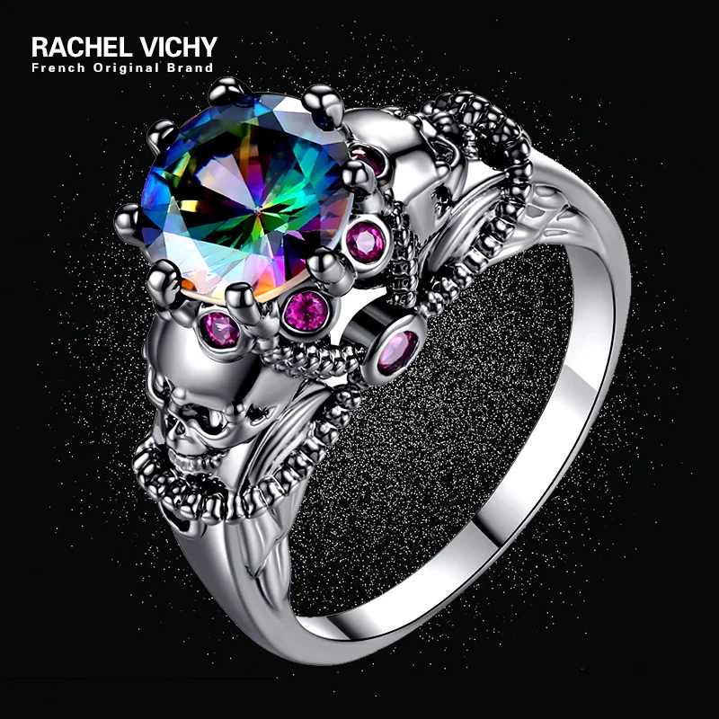 RACHEL VICHY 2018 винтажный череп серебряного цвета в форме скелета большое кольцо для