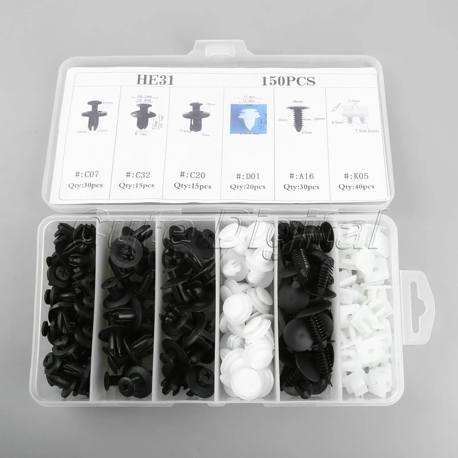 

150pcs 6 Sizes Car Auto Plastic Door Fender Repair Rivets Screw Clips Fastener Push Pin Assortments For Honda Mazda Toyota