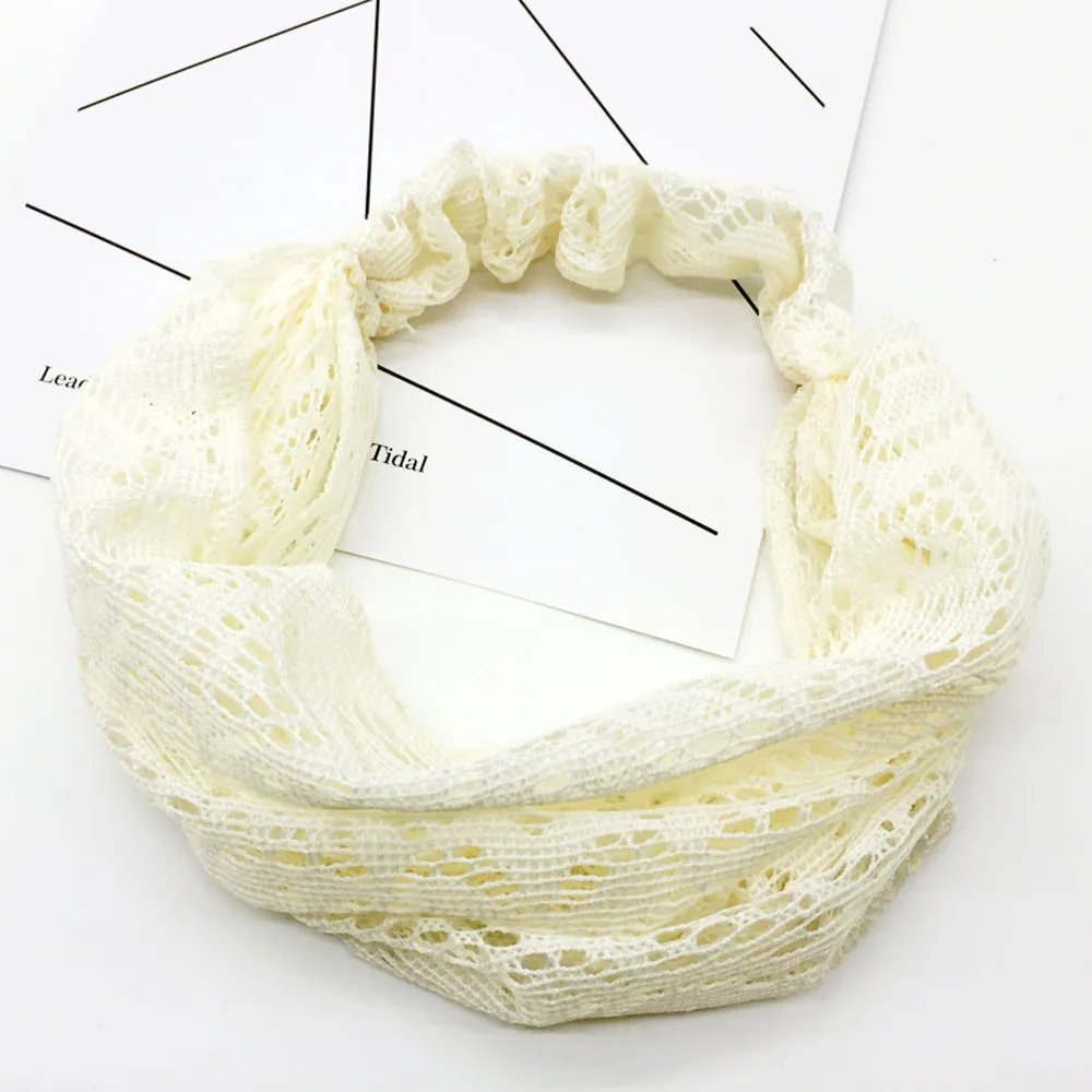 

Korean Fashion Women Yoga Lace Hollow Head Wrap Wide Headband solid color Flower Hairband Women Hair Accessories for Girls New