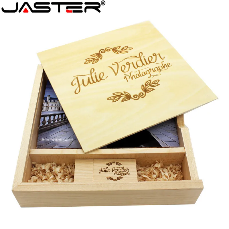 JASTER maple фотоальбом деревянный usb+ коробка Memory stick Pendrive 8GB 16GB 32GB 64GB фотография подарочный логотип(170*170*35mm