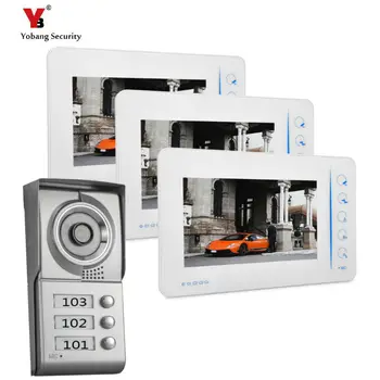 

Yobang Security touch keypad Apartment house Video Door Phone Intercom System Doorbell Camera with 3 Monitor security kit