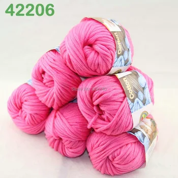 

LOT of 6 Balls X 50g Special Thick Worsted Cotton Knitting Yarn Pink Sapphire 2206