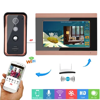 

7 inch Wired Wifi Video Door Phone Doorbell Intercom Entry System with 1000TVL Wired IR-CUT Camera Night Vision APP intercom