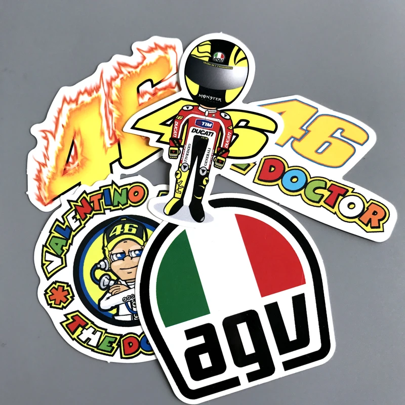 

5pcs/lot Moto Gp Rossi 46 Notebook refrigerator skateboard trolley case decals backpack Tables waterproof car sticker