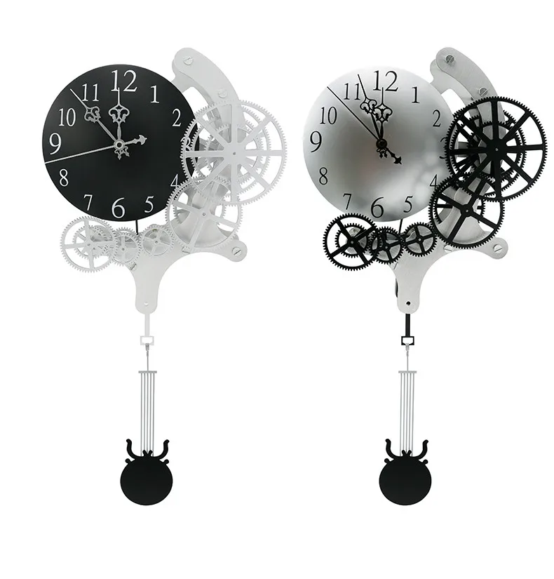 Хит, высококачественные настенные часы с зубчатым механизмом, динамический механический внешний вид, модные украшения для дома, маятниковые часы, дизайнерские часы