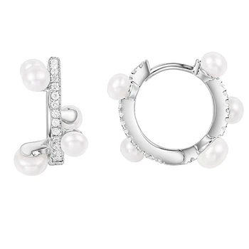 

YP2160 AAA Zircon 925 Sterling Silver Pearl Stud Earring Women Round Saturn Earring Women Bridal Wedding Jewelry