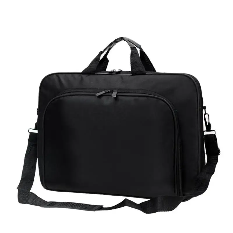 Бизнес портативный унисекс нейлон компьютер сумки на молнии плечо ноутбук простой портфели черный