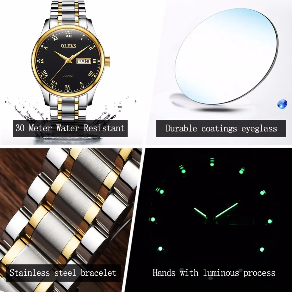 Часы OLEVS для пар женские часы из нержавеющей стали мужские uhr Reloje mujer montre femme