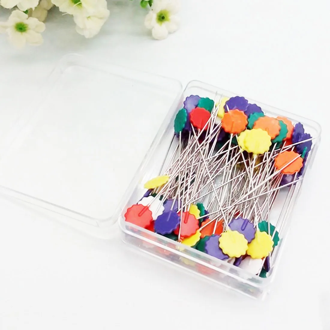 Slaxry Head Pins Multicolor Patchwork Pins Flower Bird Button DIY Quilting Tool Sewing Accessories 50 Per Pack Tulip