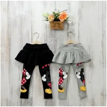 Леггинсы для маленьких девочек; сезон осень-зима Детские эластичные штаны с Микки и Минни Маус; 2-7T