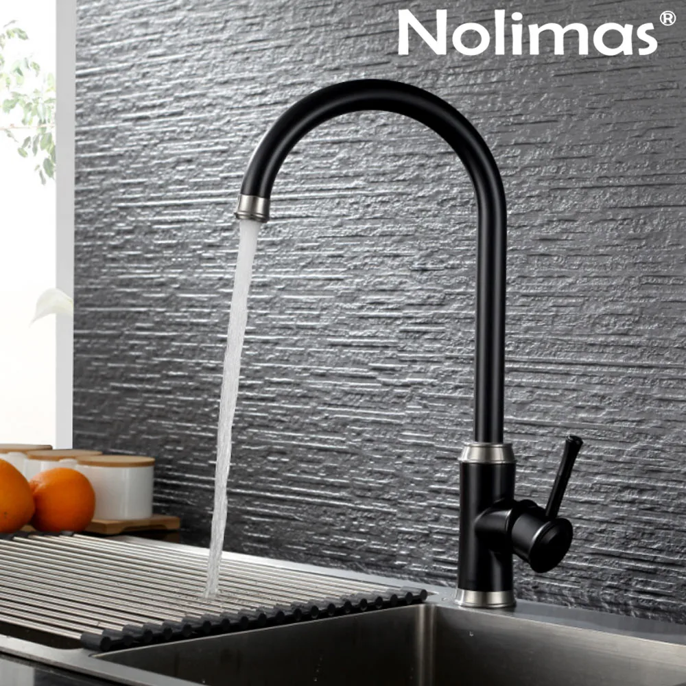 

Contemporary Kitchen Tap SUS 304 stainless steel Faucets Black paint Spool Mixer Water Faucet Hot And Cold Double Control