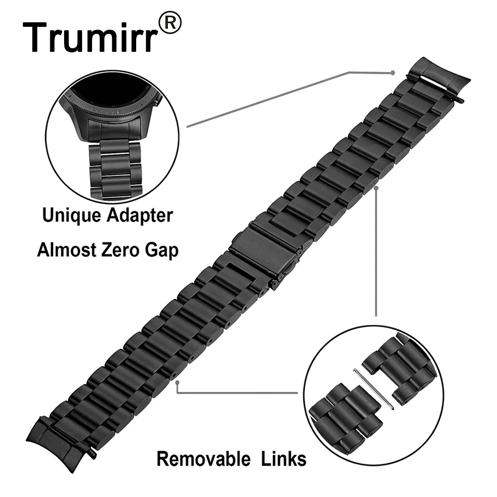 Изогнутый ремешок из нержавеющей стали с нулевым зазором+ устройство для удаления звеньев для samsung Galaxy Watch 42 мм SM-R810/SM-R815 браслет