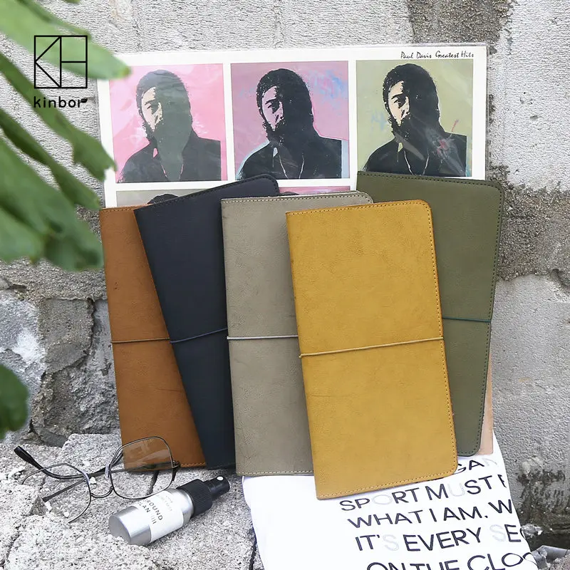 

Kinbor Vintage Travel Diary Journal Planner DIY Blank Page Notebook Hobonichi Style Leather Cover Sketch Graffti Book Stationery