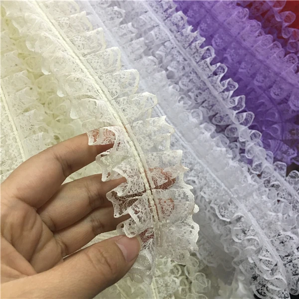 

1 Yard White Black Ruffled Lace Trim Pleated Lace Trim Drape Lace Ribbon 4.5cm Wide