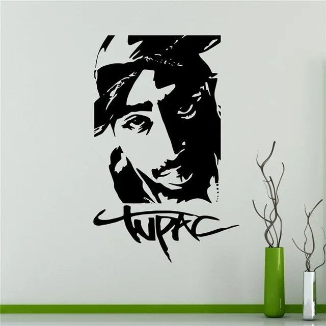 2pac Wall Decal Tupac Amaru Shakur Wall Vinyl Sticker Rapper Hip Hop Home Interior Bedroom Decor Wall Design