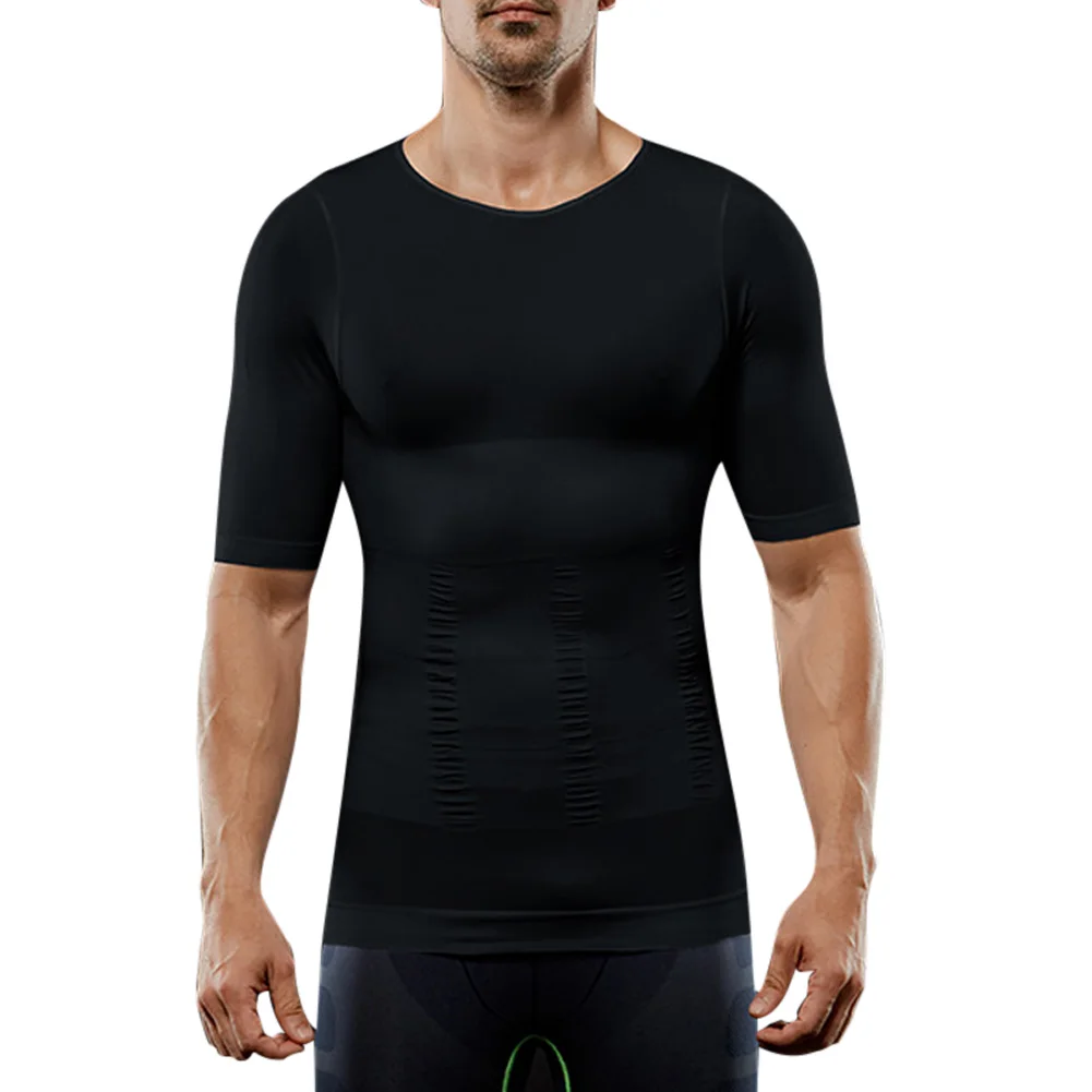  Men Compression T-Shirt Body Shaper Slimming Tops Elastic Muscle Tank Shapewear New