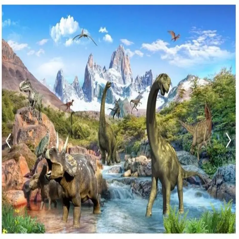 

Custom 3d mural wallpaper Jurassic Dinosaur World living room bedroom Papel De Parede children's room walls Cartoon forests