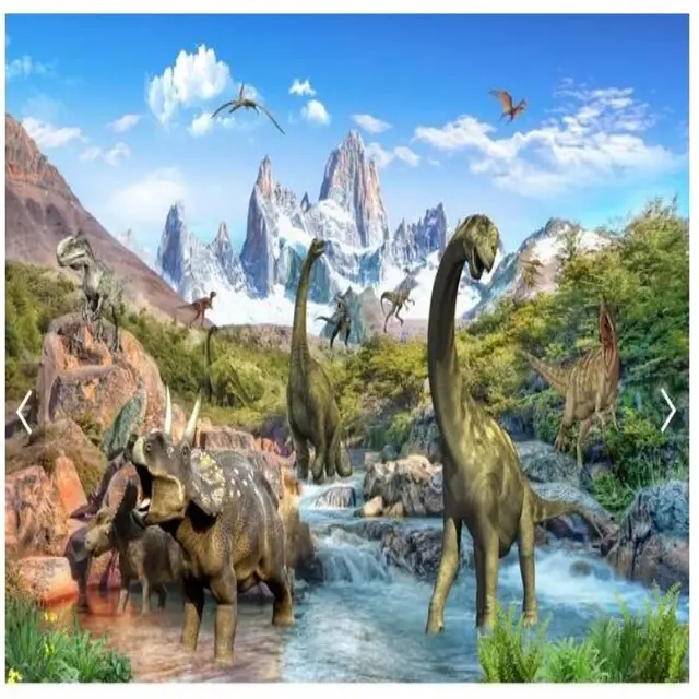 Custom 3d mural wallpaper Jurassic Dinosaur World living