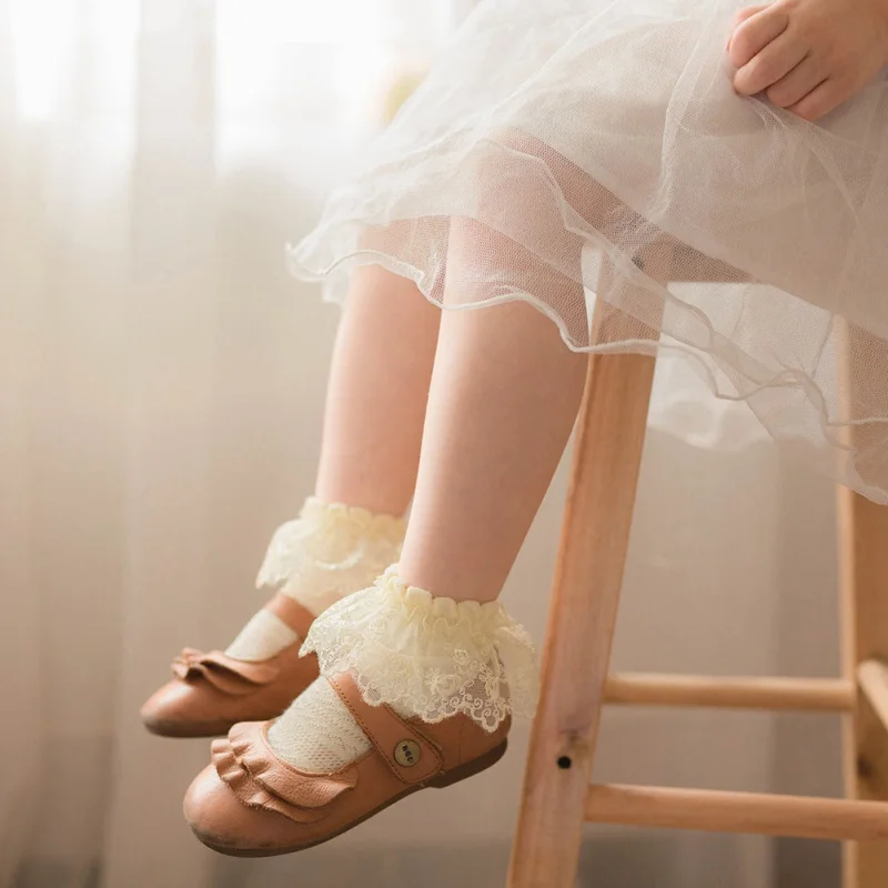 Летние милые носки для маленьких девочек хлопковые кружевные носки принцессы с цветочным принтом вечерние мягкие носки для маленьких детей