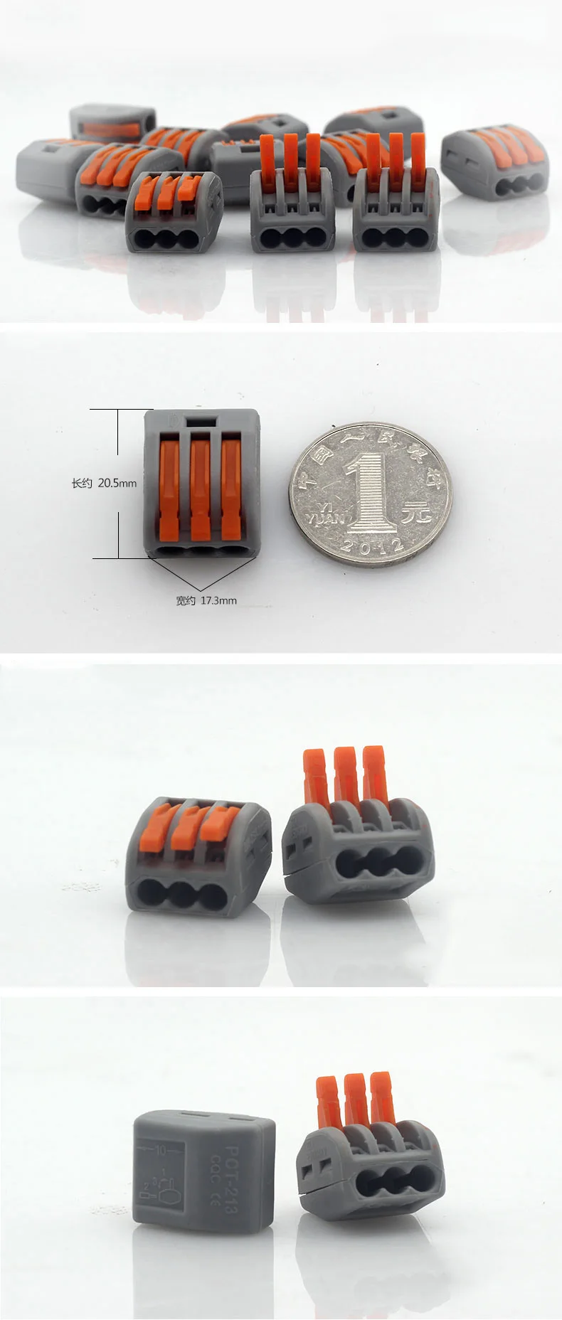 Fiação do Conector Block com Lever Universal Compact Fio Condutor Terminal 2500 Pcs Pct-213 3 Pin 5 Renovação da Casa