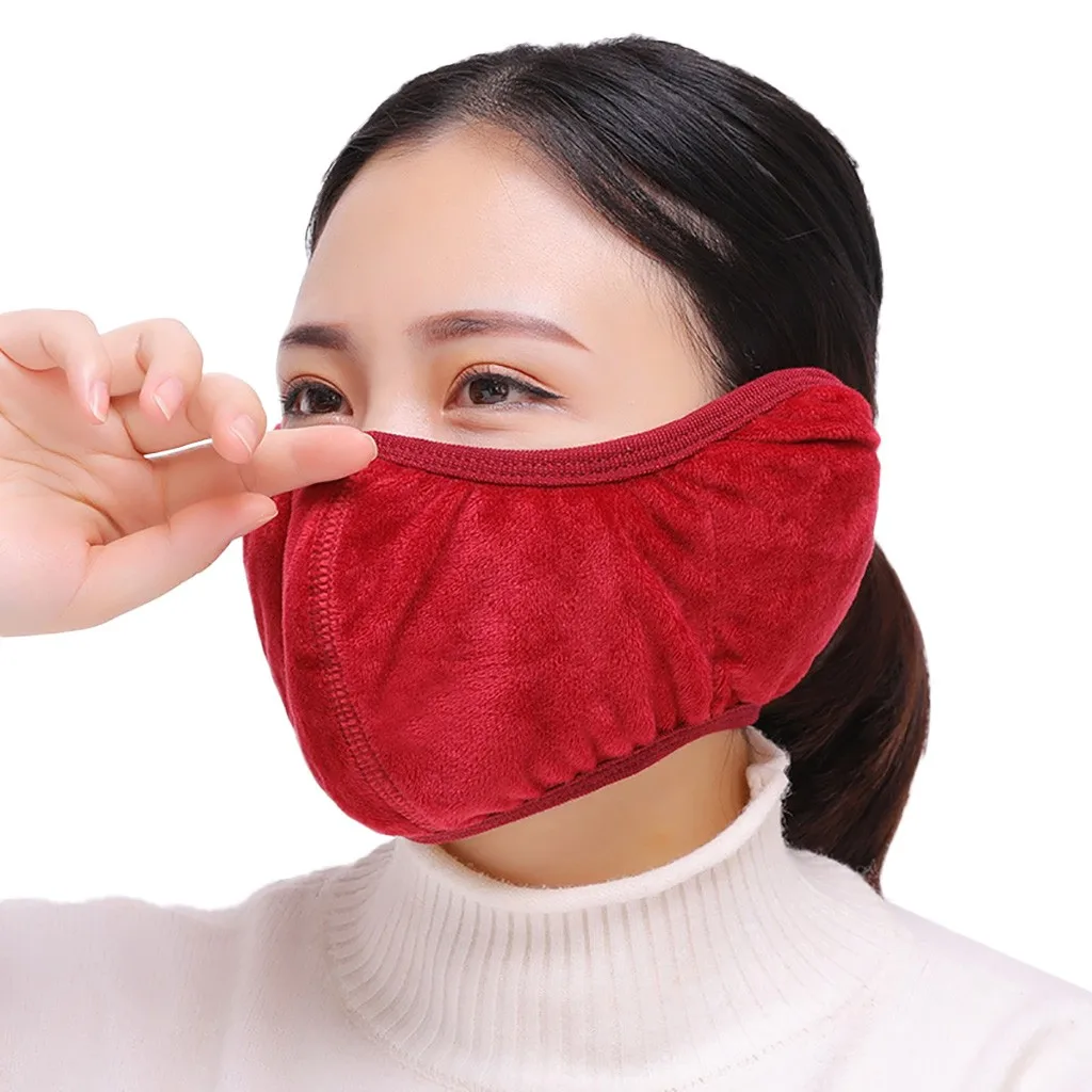 New Men Women Anti-dust Mask Fashion Unisex Women Man Winter Solid Outdoors Earmuffs Mask Two In One Plush Dustproof Warm Casual