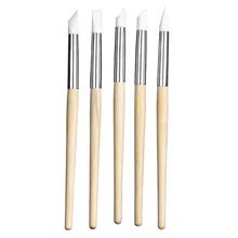 5 個ネイルアートシリコーンヘッドブラシマニキュアツール中空彫刻彫刻エンボス加工モデリングペンゴムペンネイルシェイパー(China)