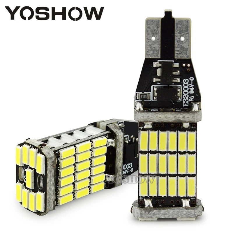 100pcs/lot Canbus Error Free 921 912 T10 T15 SMD 4014 45smd Chipsets LED Bulbs For Backup Reverse Lights White/Yellow/Red DC12V |